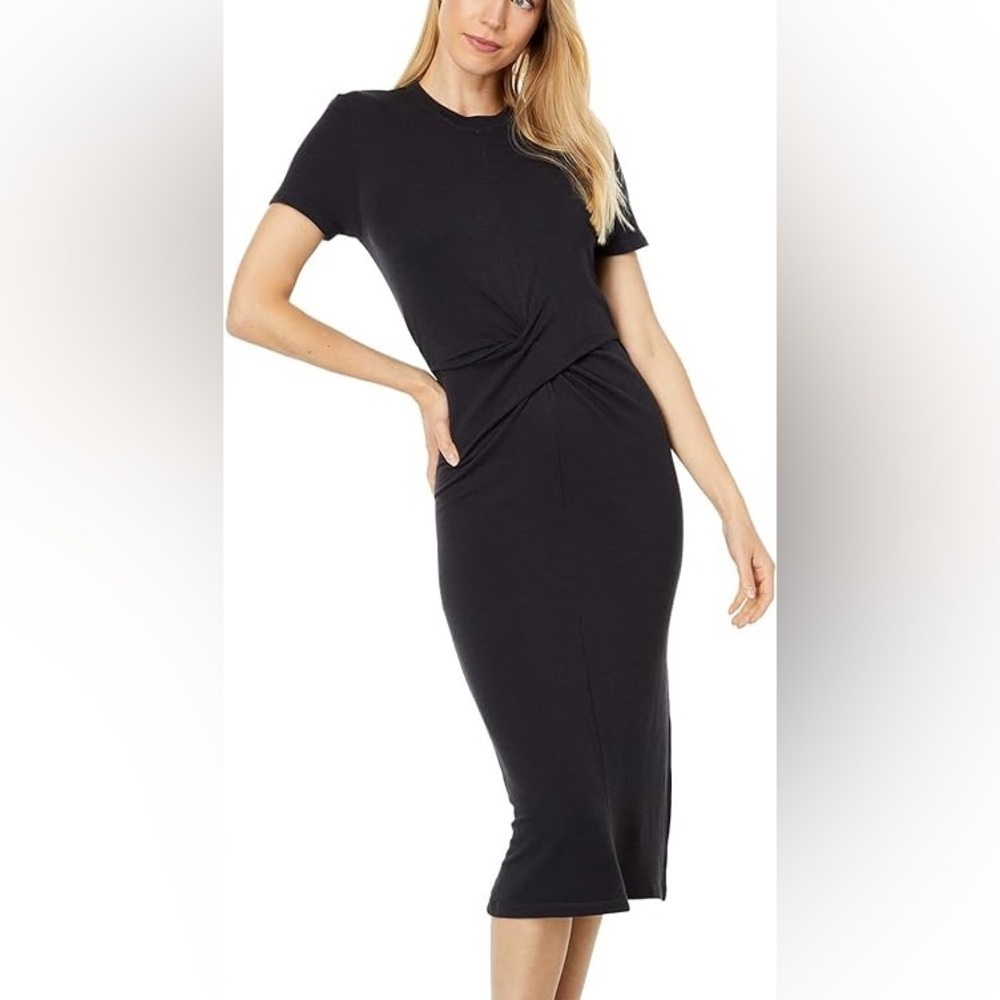 Monrow Black Shirt dress Super soft front twist